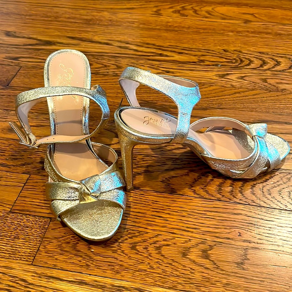 Jewel Badgley Mischa gold heels